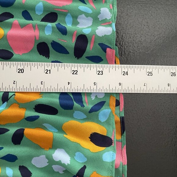 Halogen Pleated Long Sleeve Blouse S Colorful Abstract Floral Print Ruffle Neck - Picture 11 of 11